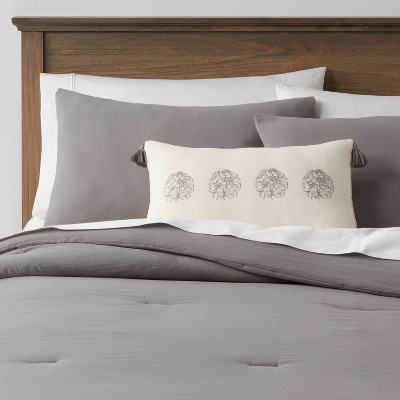 Full/Queen Reversible Holbrook Relaxed Washed Comforter & Sham Set with Decorative Throw Pillow Dark Gray - Threshold™