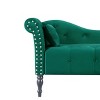 Beautyolove 60.6" Velvet Chaise Lounge Buttons Tufted Nailhead Trimmed Solid Wood Legs with 1 Pillow,Green - 2 of 4