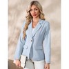 Women's Blazers Cinched Waist Lapel Blazer Jackets Long Sleeve Linen-Texture Dressy Blazer Faux Flap Pockets Formal One Button Suits - 3 of 4