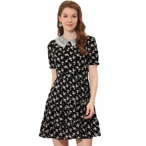 INSPIRE CHIC Women's Fit and Flare Peter Pan Collar Floral Dress - 1 of 4