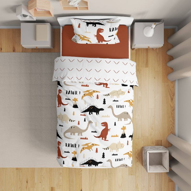 5pc Mod Dino Toddler Kids&#39; Bedding Set Black and Orange - Sweet Jojo Designs, 3 of 8