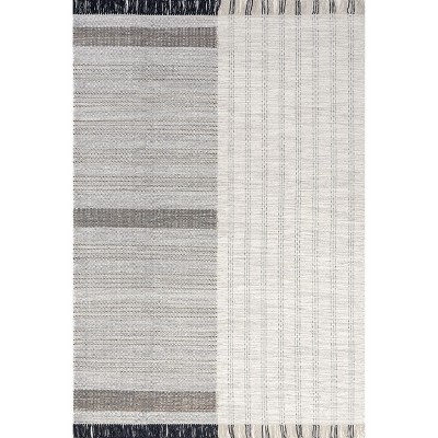 Nuloom Minerva Striped 4x6 Wool Jute Indoor Area Rug for Dining Room Rug Neutral Rug Living Room Rug Kitchen, Beige