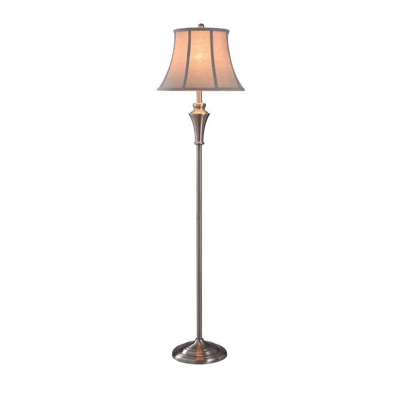 2 Table Lamps and 1 Floor Lamp Brushed Nickel with Taupe Fabric Shades - StyleCraft, 4 of 21