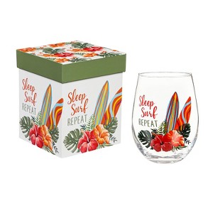 17 OZ Stemless Glass w/Box, Sleep Surf Repeat - 1 of 4