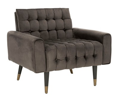 Shale Velvet Lawson Accent Chair with Black Wood Legs