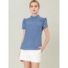 Allegra K Women's Ruffled Retro Short Sleeve Office Polka Dots Blouses - 3 of 4
