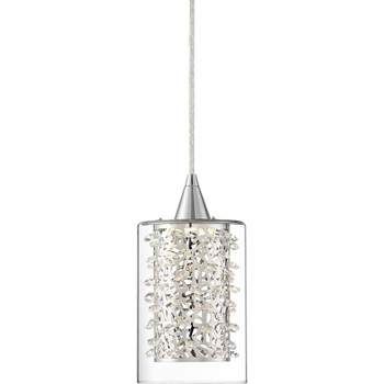 Possini Euro Design Enya Chrome Mini Pendant 5 1/2" Wide Modern Dimmable LED Crystal Clear Glass for Dining Room House Foyer Kitchen Island Entryway