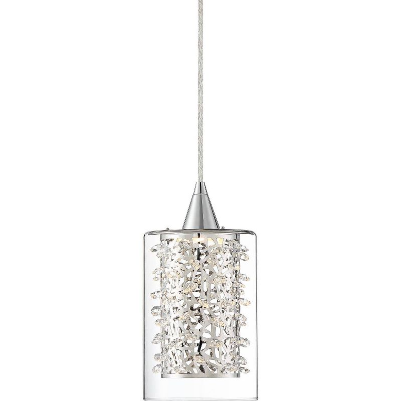 Possini Euro Design Enya Chrome Mini Pendant 5 1/2" Wide Modern Dimmable LED Crystal Clear Glass for Dining Room House Foyer Kitchen Island Entryway, 1 of 8