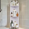 VECELO 3-Tier Corner Shelf Stand, Small Storage Organizer for Narrow Space, Toilet Paper Stand for Bathroom, White - 4 of 4