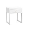 LIVAREEmlen Modern White Nightstand with Drawer, Minimalist Bedside Table with Wood Knob, Compact End Table for Bedroom, Apartment, or Small Spaces - 2 of 4