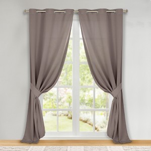 Classic Modern Solid Room Darkening Semi-Blackout Curtains, Grommets, Set of 2 by Blue Nile Mills - 1 of 4