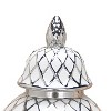 Gulches White and Silver Ceramic Decorative Jar with Lid - Elegant Home Accent - 4 of 4