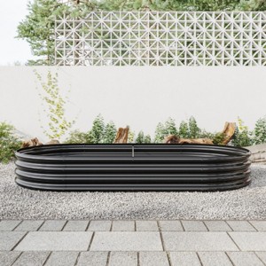 Raised Garden Bed Outdoor, Oval Large Metal Raised Planter Bed for for Plants, Vegetables, and Flowers - Black - 1 of 4