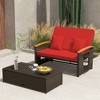 Tangkula Patio Rattan Daybed Set w/ Cushioned Loveseat & Storage Ottoman - 2 of 4