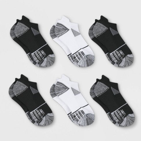 Hanes Premium Performance Women's Bounce Cushioned Marled 6pk No Show Tab  Athletic Socks - Black/White 5-9