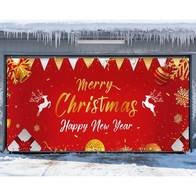 COZONY Large Christmas Garage Door Cover - Outdoor Festive Mural Banner, Heavy-Duty Weather-Resistant Holiday Exterior Home Decor