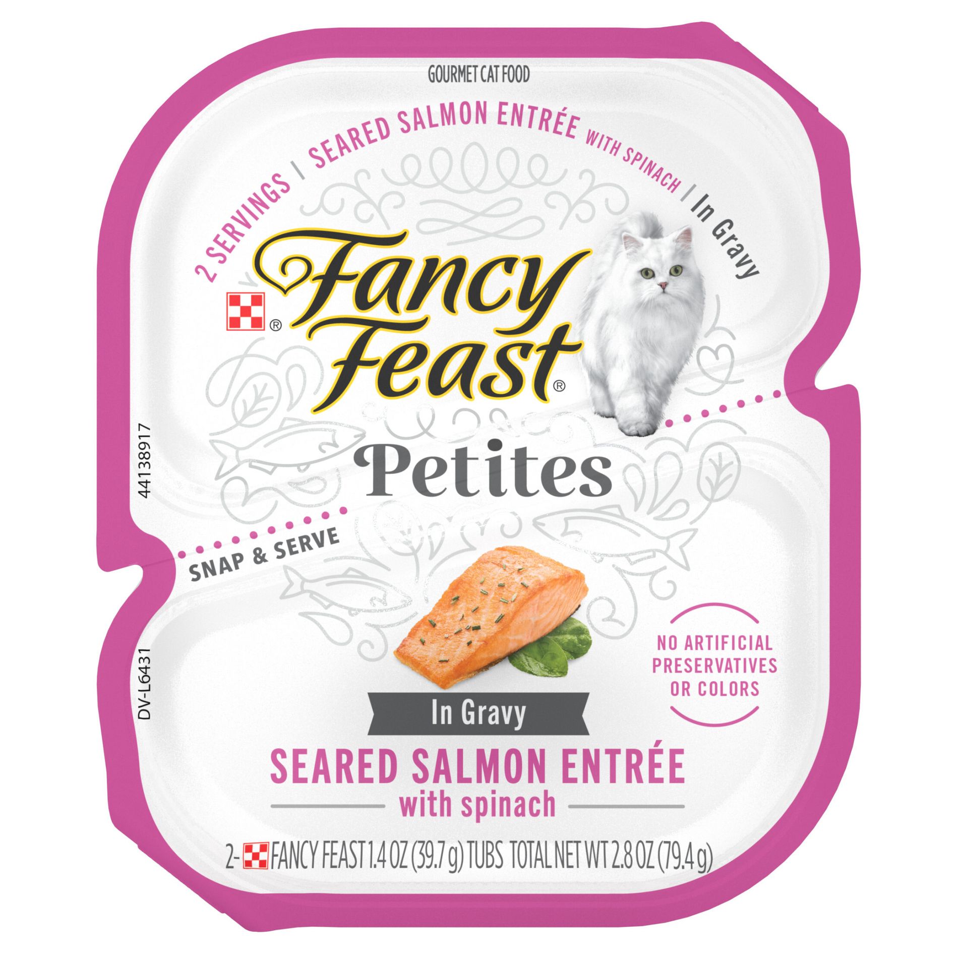 Fancy Feast Petites Seared Salmon, Fish & Seafood Flavor with Spinach in Gravy Wet Cat Food - 2.8oz
