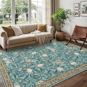 Modern Tree Print Area Rug - Stain Resistant Bordered Runner for Bathroom, Hallway Home Decor - 1 of 4
