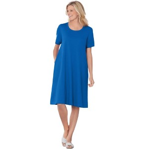 Woman Within Perfect Short-Sleeve Crewneck Tee Dress - 1 of 4