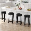 Jojoka Swivel Bar Stools,24" Counter Height Bar Stools with Footrest,Pu Leather Backless for Dining Room - 2 of 4