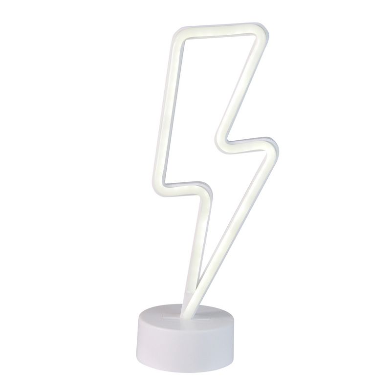 Northlight 11.5" Battery Operated Neon Style LED Lightening Bolt Table Light - White, 3 of 5