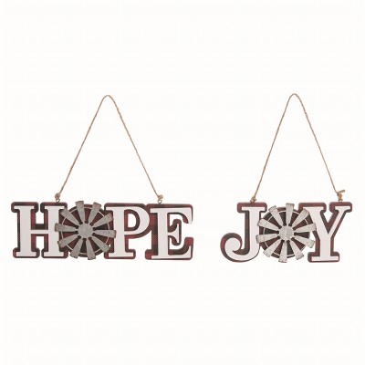 Transpac MDF Windmill Christmas Decor Set of 2 Christmas Home Decorations