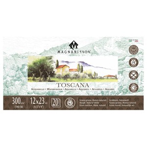Magnani 1404 Toscana Rough 100% Cotton Watercolor Paper Pad, 20 Sheets, 140 lb, Acid-Free, UV Resistant, Deckled Edges, Vegan Sized Water Color Paper - 1 of 4