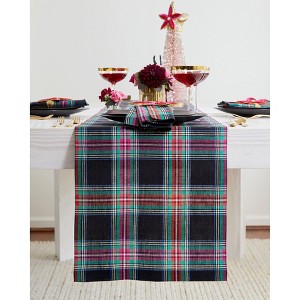 Solino home Linen Balck Jewel Plaid Table Runner - 1 of 4