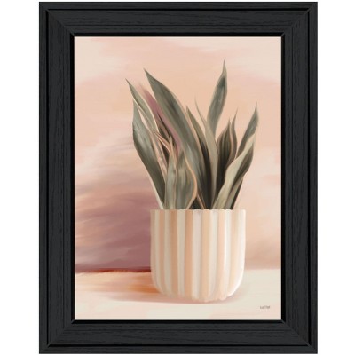 HomeRoots Striped Bohemian Plant Black Framed Print Wall Art