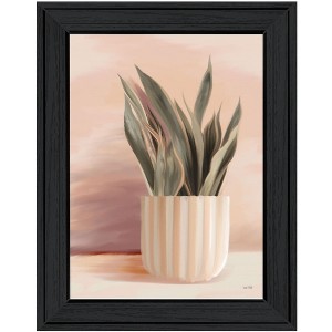 HomeRoots Striped Bohemian Plant Black Framed Print Wall Art - 1 of 4