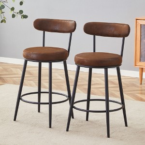 CAVINAS Modern Breathable Upholstered Bar Stools Set of 2, Counter Height Stools with Backs & Metal Legs for Pub, Dining Room, Living Room - 1 of 4