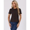 INSPIRE CHIC Women's Elegant Puff Sleeve Polka Dots Peter Pan Collar Vintage Shirt Top - 3 of 4