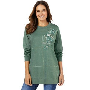 Woman Within Plus Size Patchwork Embroidered Top - 1 of 4