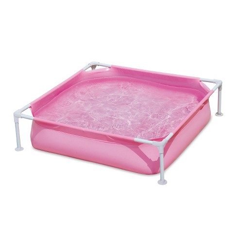 Summer Waves Small Plastic Frame 4ft x 4ft x 12in Kids Toddler Baby Kiddie Swimming Pool, Pink - image 1 of 2