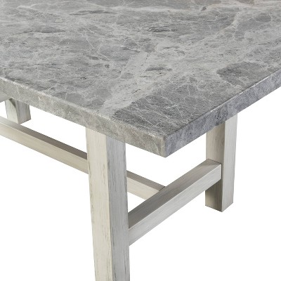 Canova Weathered White 7-Piece Dining Set with Gray Marble Top