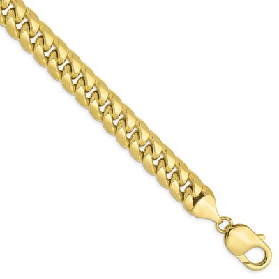 Black Bow Jewelry 9.3mm 10k Yellow Gold Hollow Miami Cuban (Curb) Chain Bracelet