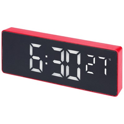 REGALWOVEN Digital Corded Electric Temperature Dimmable Snooze Alarm Clock 6.3 x 2.2 x 1 inch