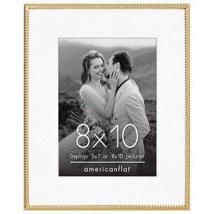 Americanflat Picture Frame with Mat & Rope-Style Textured Metal Detailing & Shatter-Resistant Glass - 1 of 4