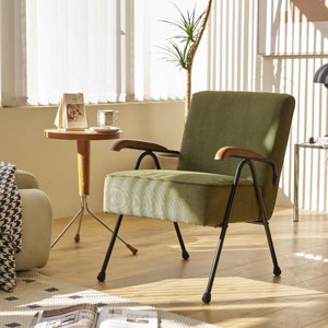 INFURNIC Accent Chairs Pattern Colorful Armchair with Soft Padded Upholstered Reading Chair for Living Room Bedroom, Green, 28.7"*23.6"*31.5" - 1 of 4