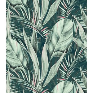 RoomMates Green and Pink Tropical Plants Tapestry: Polyester Material, Modern Decor, Spot Clean - 1 of 4