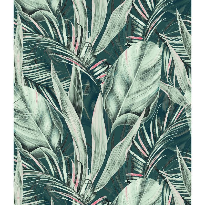 Green and Pink Tropical Plants Tapestry - RoomMates, 1 of 5