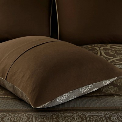 Madison Park Dennie California King 16pc Jacquard Bedding Set Brown: Hypoallergenic, Embroidered, 170 Thread Count — фото 6