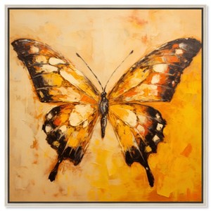 Art Remedy Golden Ochre Butterfly Elegant Butterfly Wall Art Framed - 1 of 4
