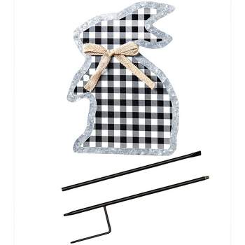 The Lakeside Collection Galvanized Gingham Bunny Stakes