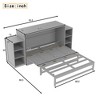 Bellemave Queen size Murphy bed with spacious storage drawers and shelves. Ideal for guest rooms or compact bedrooms. Gray - 2 of 4