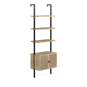 Nathan James 72.5" Set of 2 Theo Bookshelf with Doors Light Oak Rattan - 1 of 4