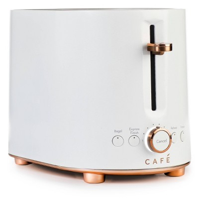 Matte White 2-Slice Stainless Steel Toaster with Wide Slots