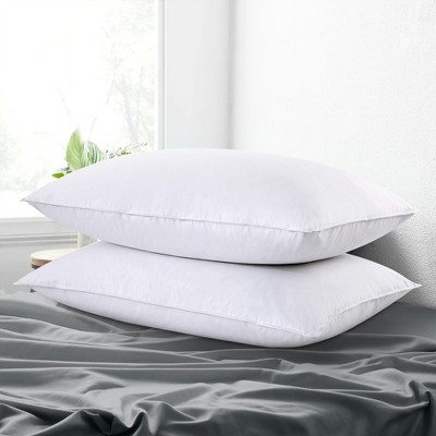 Pack of 2 White Feather Down 4-Layer Bed Pillows for Side & Back