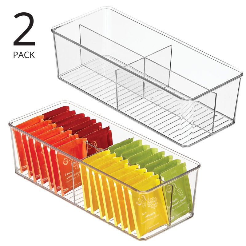 mDesign Plastic Kitchen Cabinet Divided Storage Organizer Bin, 2 of 8