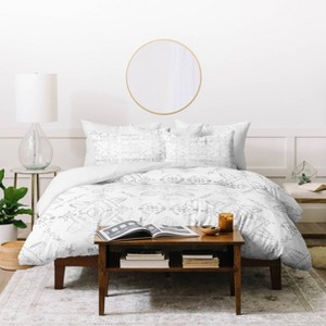 Schatzi Brown Reeve Pattern Duvet Set White - Deny Designs - 1 of 4